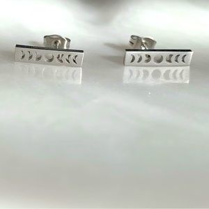 Moon phases titanium steel stud earrings